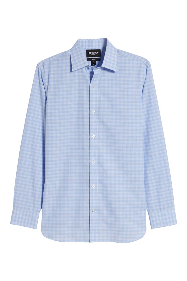Slim Fit Plaid Dress Shirt, Alternate, color, CORNFLOWER BLUE