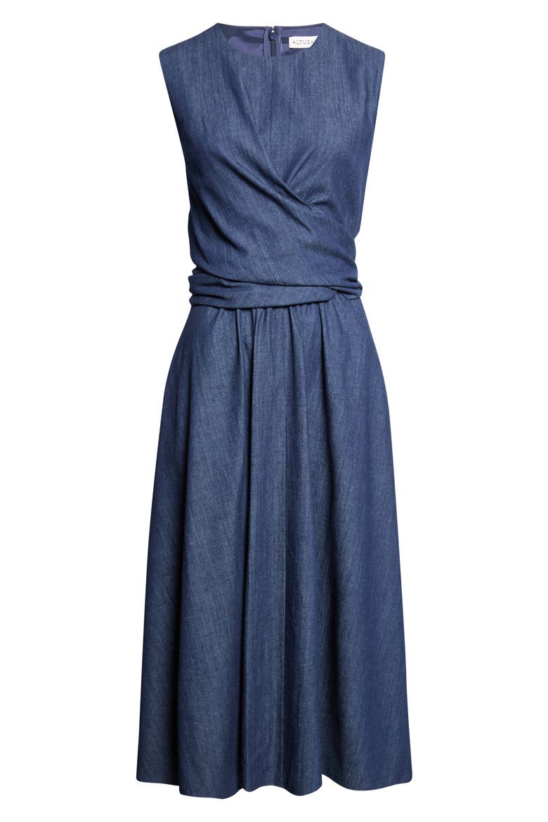 Penny Draped Denim Dress, Main, color, TITAN