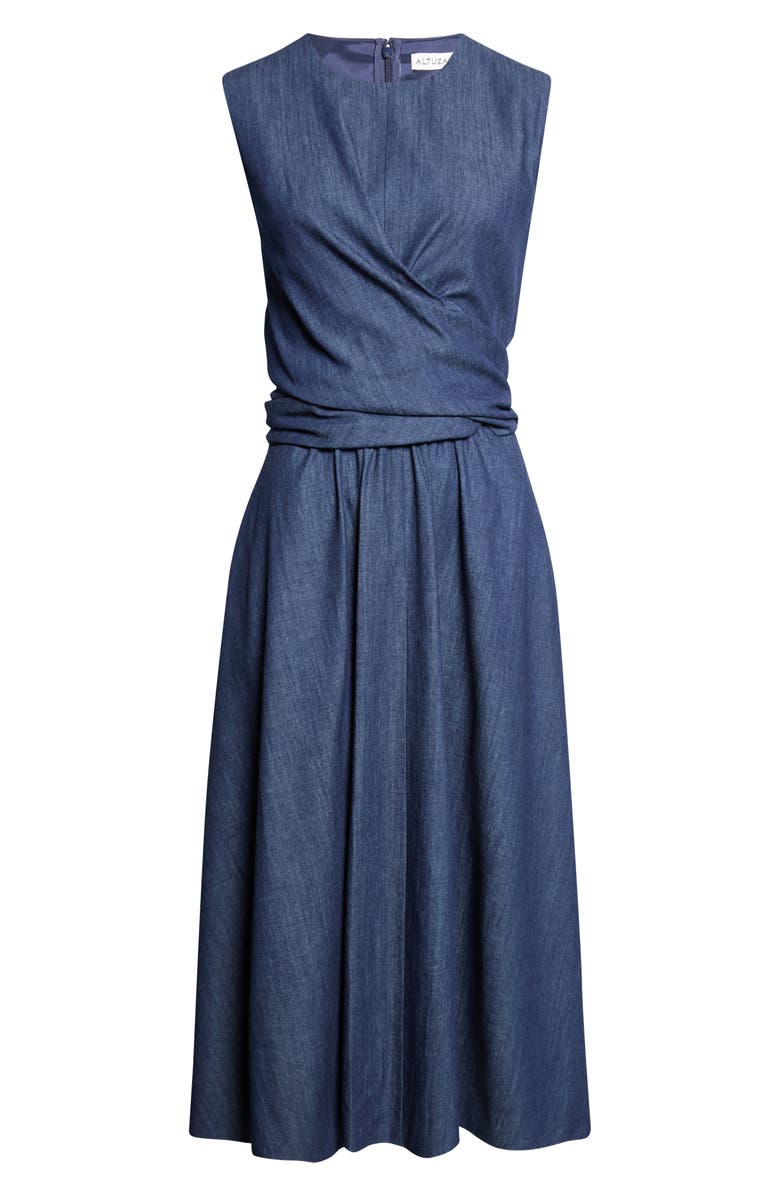 Altuzarra Penny Draped Denim Dress, Main, color, Titan