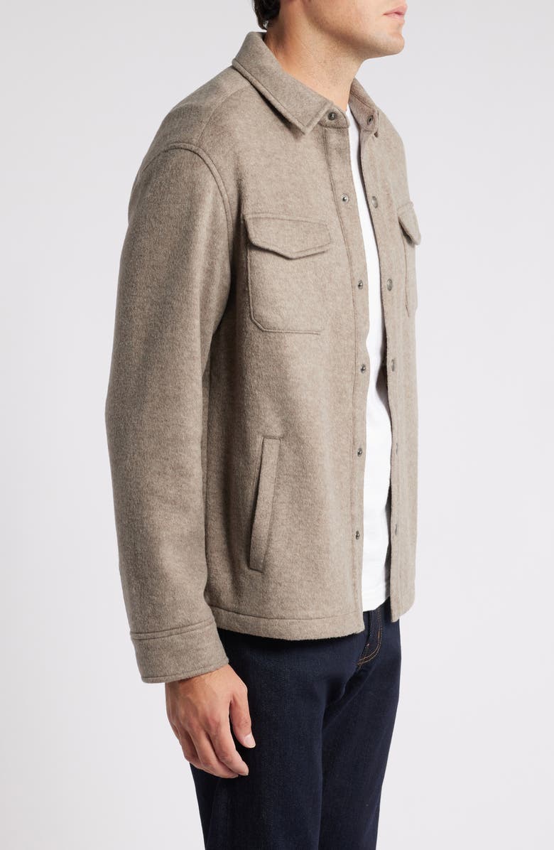 Peter Millar Crown Flex Wool Fleece Shirt Jacket, Alternate, color, Grain