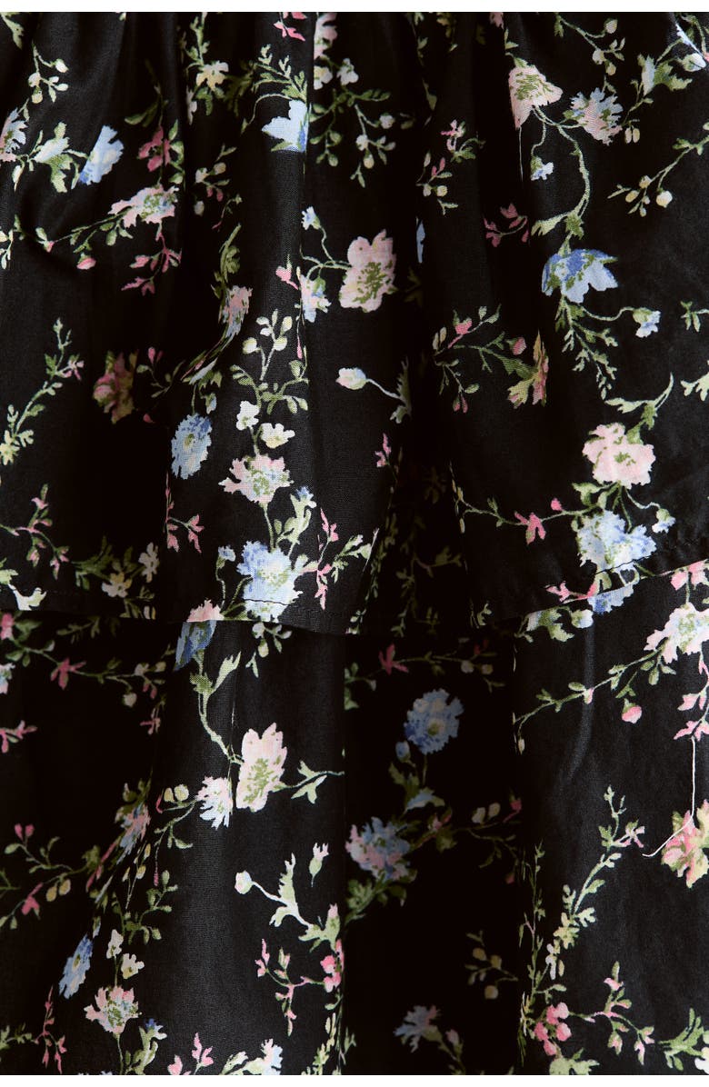H&M Smocked-waist dress, Alternate, color, Black/Floral