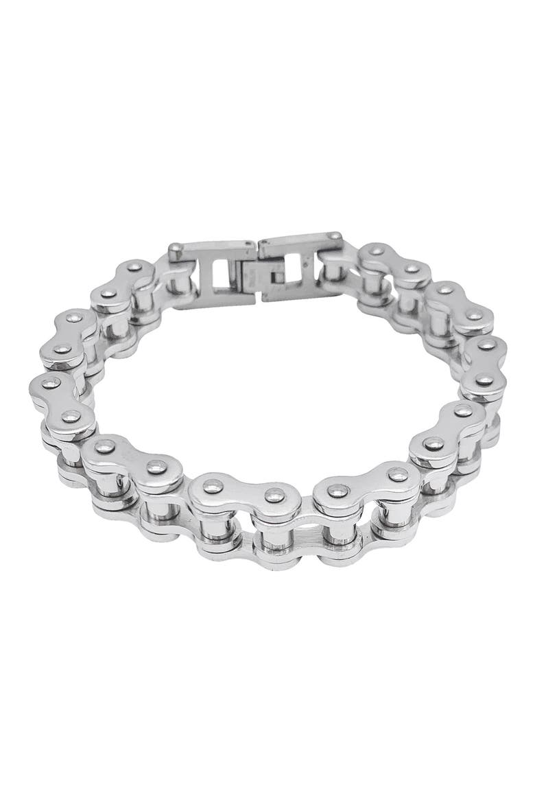 Water Resistant Bicycle Chain Bracelet, Main, color, SILVER