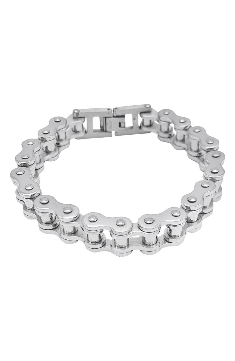 Adornia Water Resistant Bicycle Chain Bracelet, Main, color, Silver