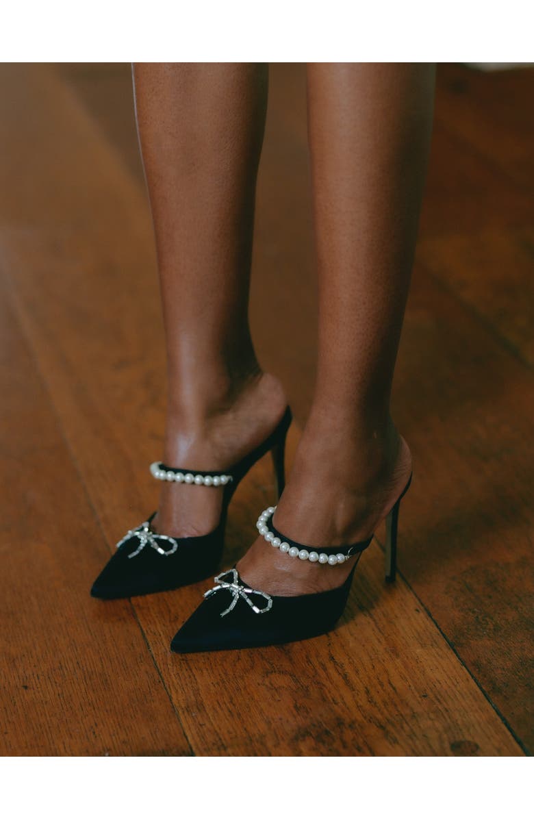 Zena Ziora Philippa 100 Pearl Stiletto Mule, Alternate, color, Black