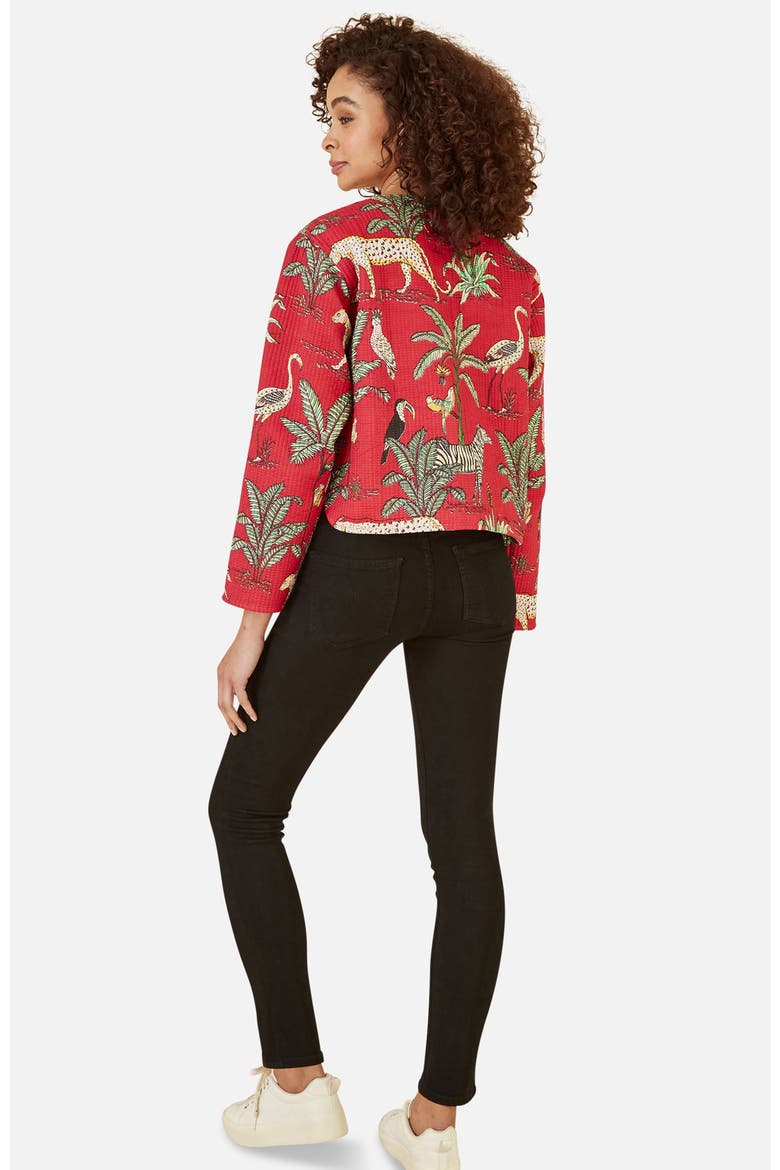 Animal Reversible Cropped Quilted Jacket, Alternate, color, Red