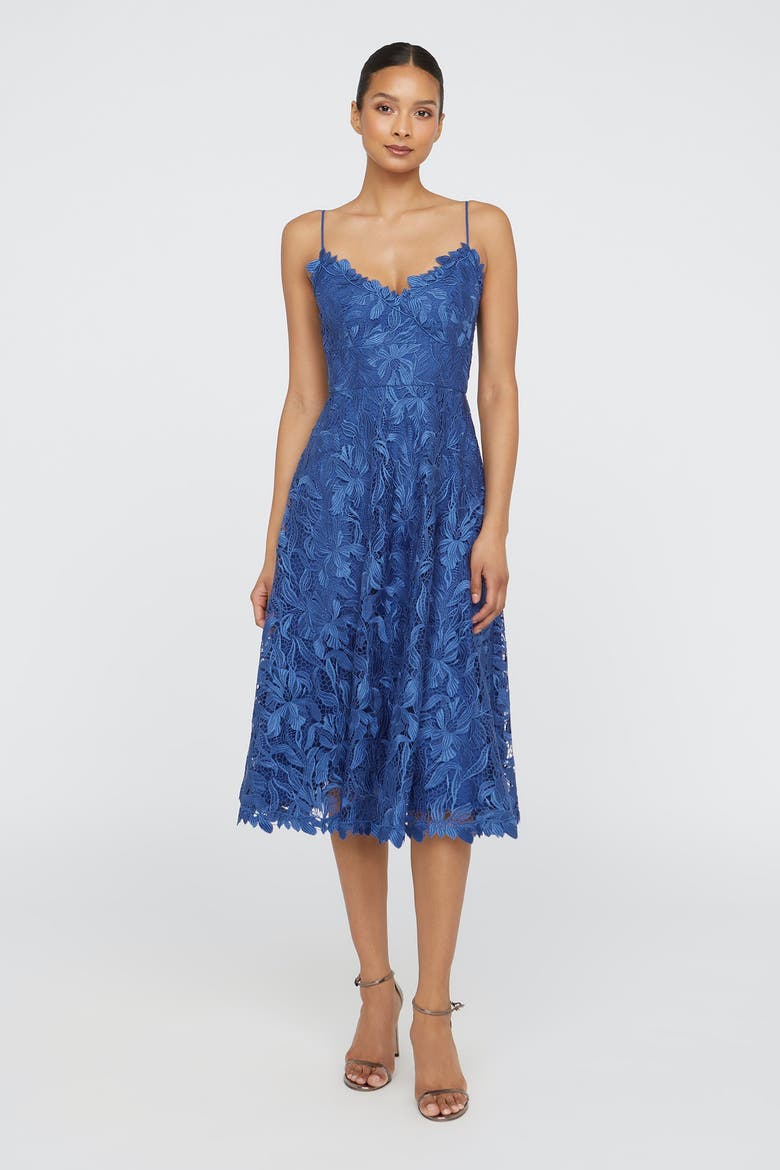 Ainslie Lace Midi Cocktail, Main, color, Blue Mirage