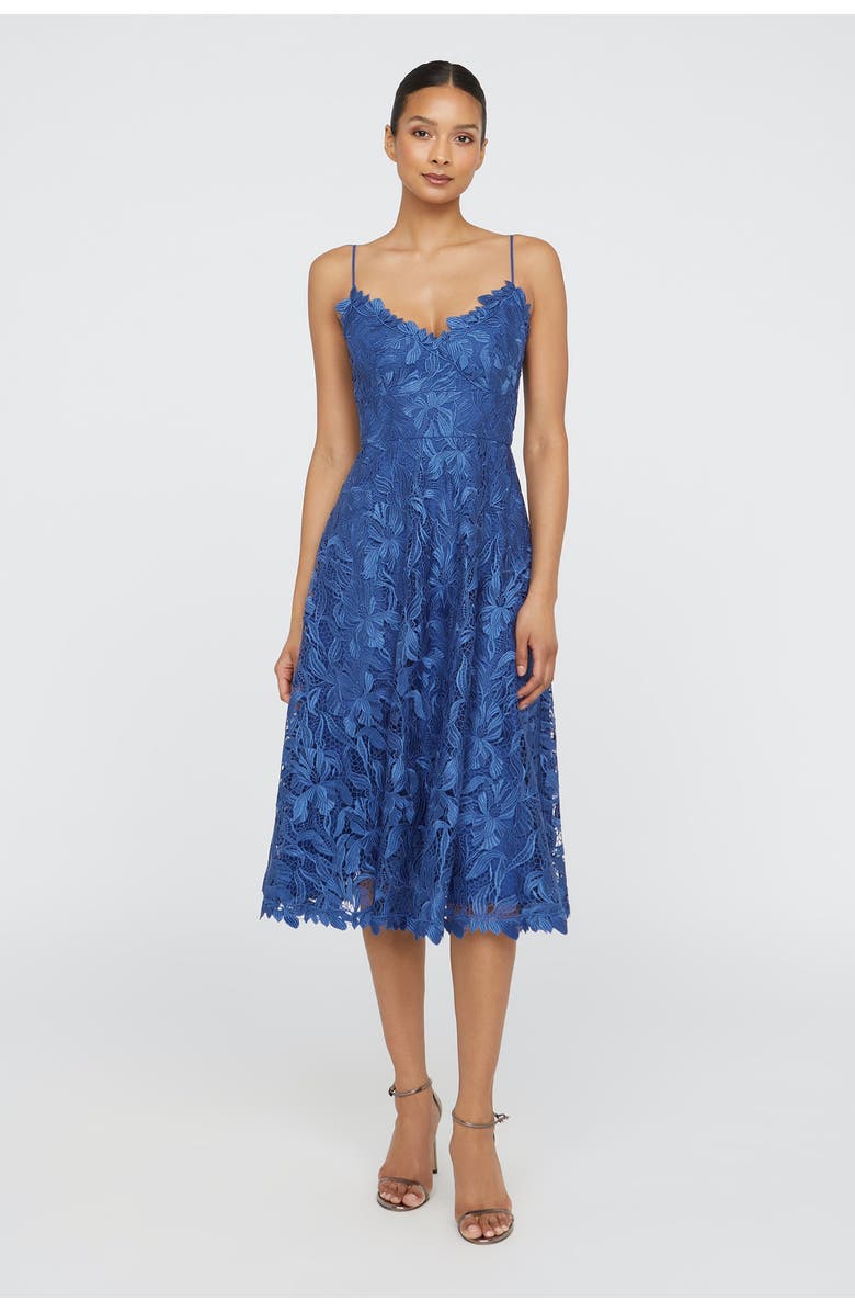 Theia Ainslie Lace Midi Cocktail, Main, color, Blue Mirage