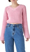 English Factory V-Neck Crop Sweater