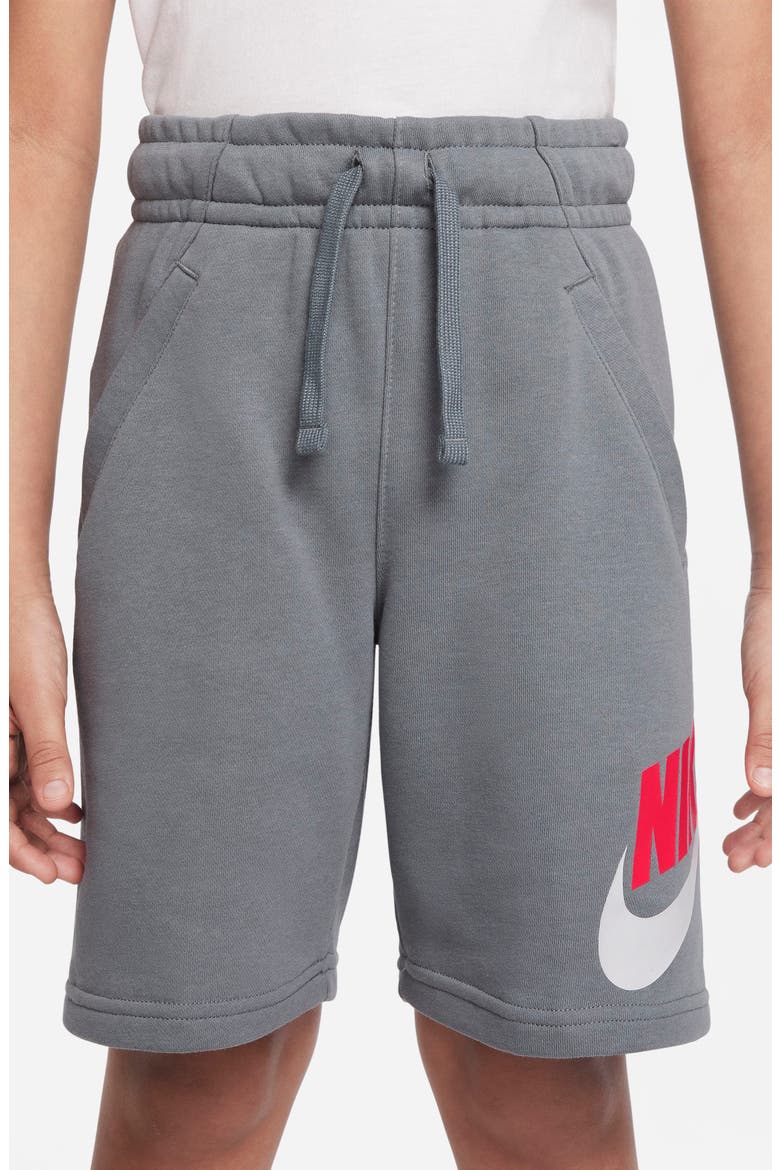 Kids' Sportswear Club Athletic Shorts, Alternate, color, SMOKE GREY/ SIREN RED