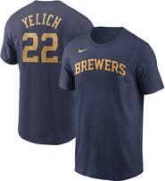 Nike Men's Nike Christian Yelich Navy Milwaukee Brewers Name & Number T-Shirt