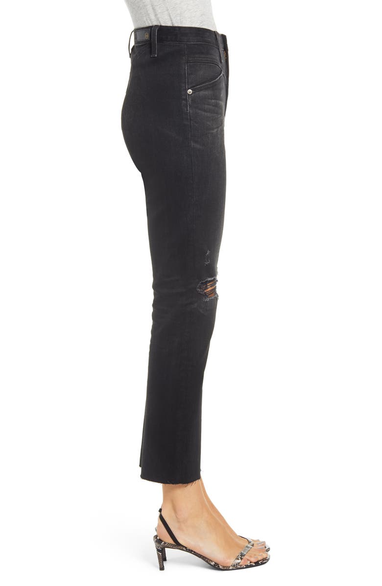 AG Isabelle X High Waist Ripped Raw Hem Ankle Jeans, Alternate, color, 2Yrs Distinct Black
