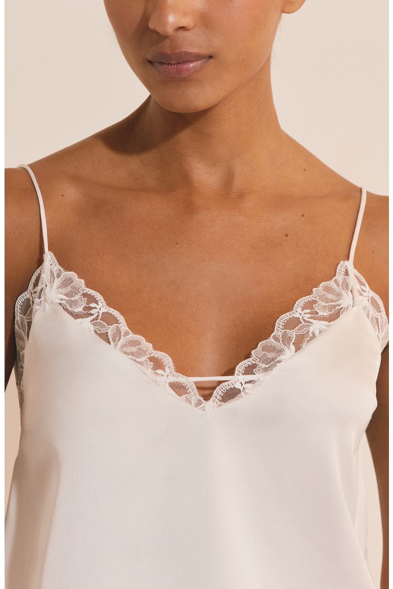 Naeva Lace Trim Satin Camisole, Alternate, color, WHITE