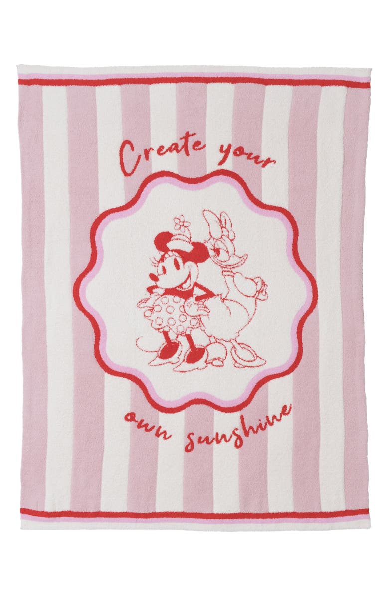 Barefoot Dreams<sup>®</sup> x Disney Minnie & Daisy Stripe CozyChic<sup>®</sup> Stroller Blanket, Main, color, Pink Peonie Multi