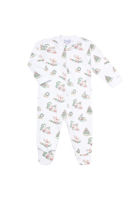 Pima Cotton Christmas Toile Zipper Footie - Baby