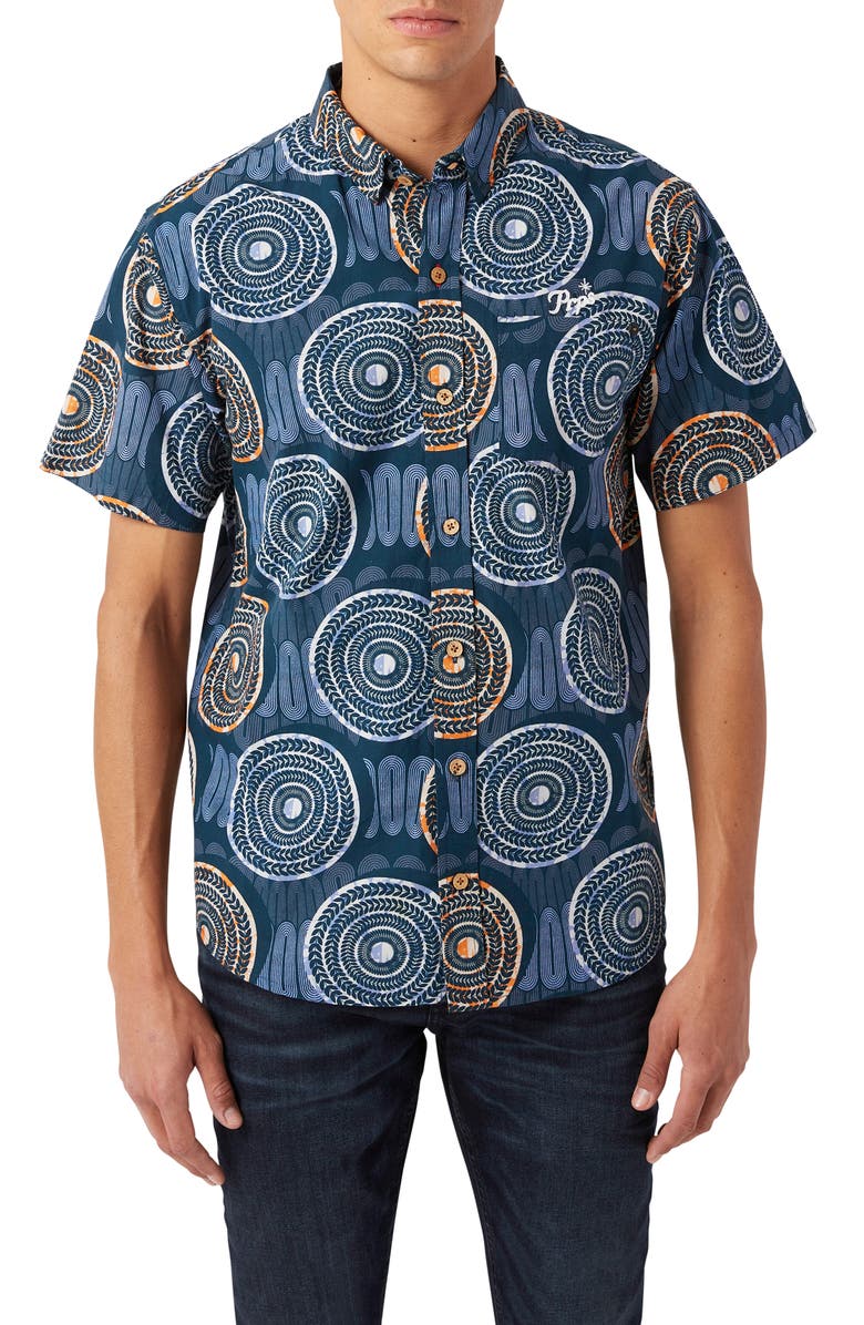 PRPS Cyclonic Short Sleeve Cotton Button-Up Shirt, Main, color, 