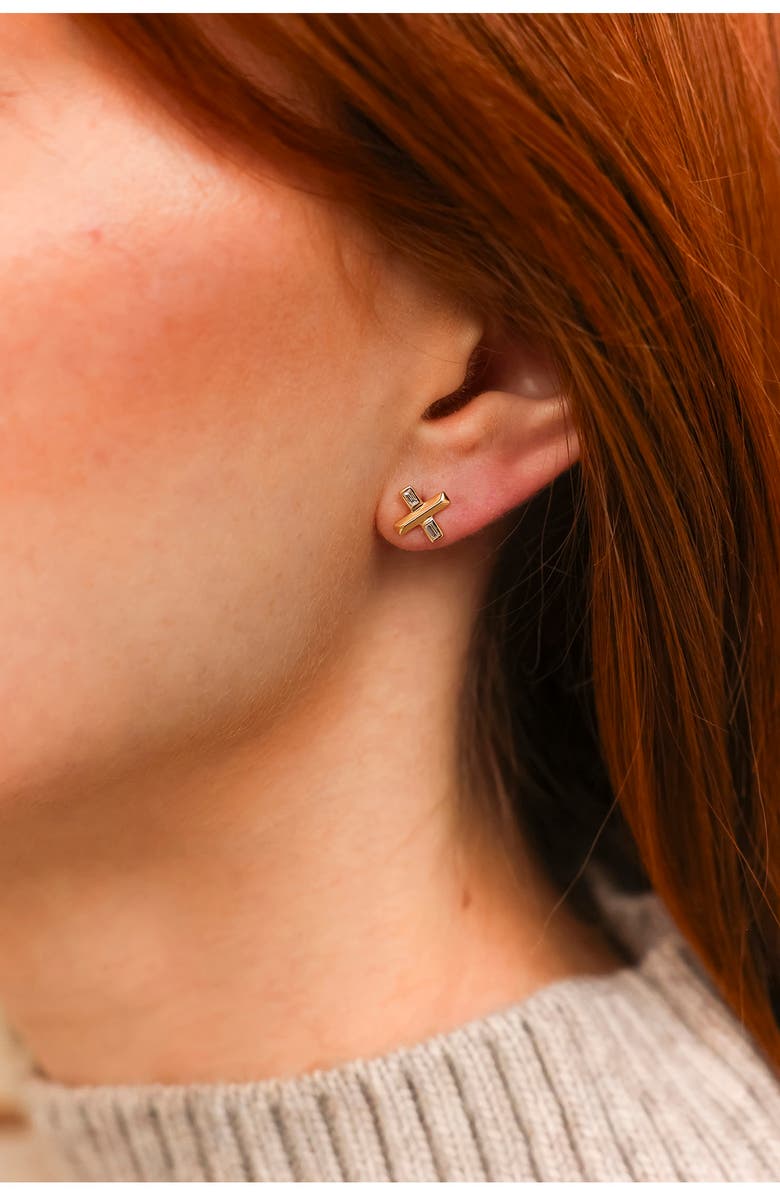 Dana Rebecca Designs Reese Brooklyn Diamond X-Stud Earrings, Alternate, color, Yellow Gold/ Diamond