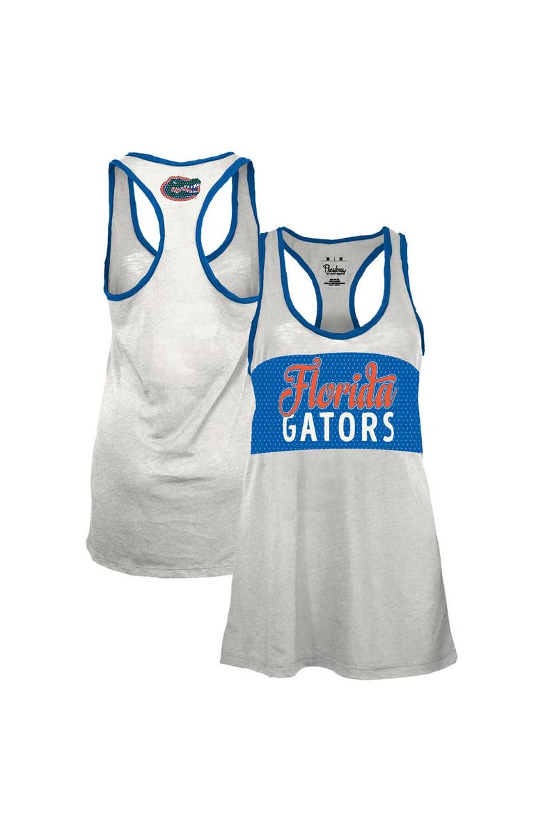 PRESSBOX Women's Pressbox White/Royal Florida Gators Tracy Racerback Burnout Tank Top, Main, color, White