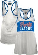 PRESSBOX Women's Pressbox White/Royal Florida Gators Tracy Racerback Burnout Tank Top
