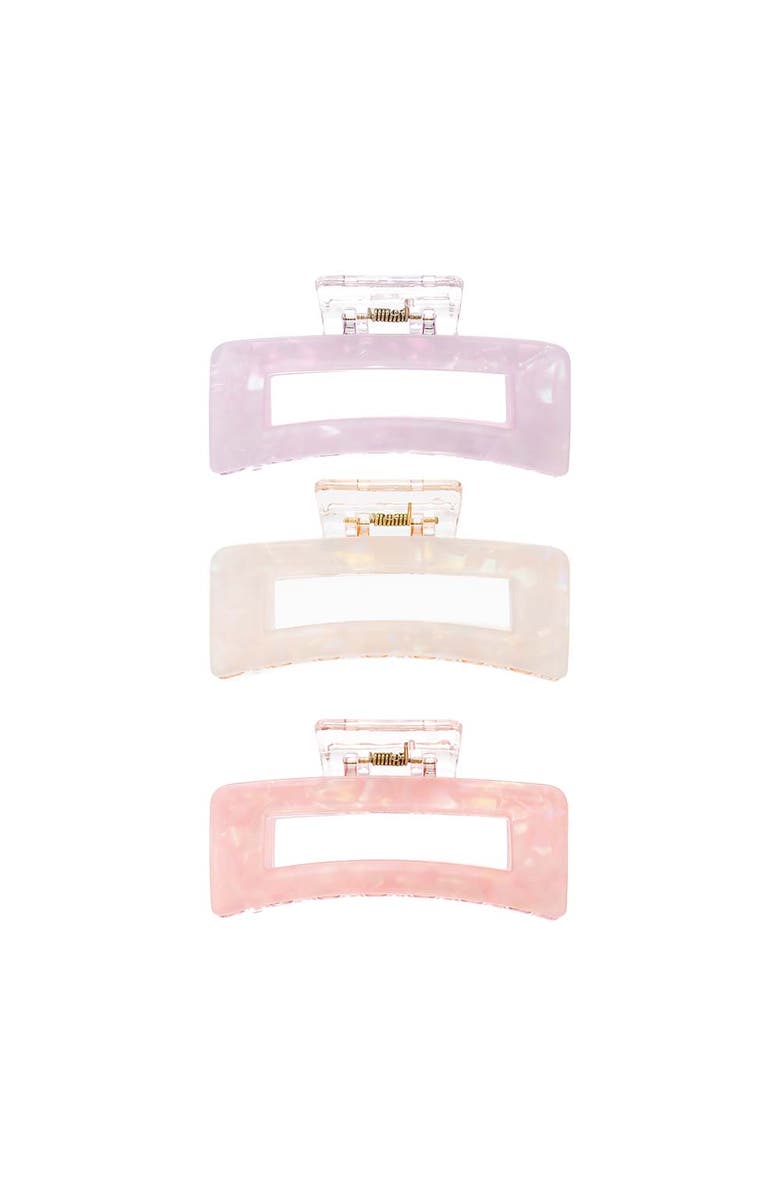 BY ADINA EDEN Colored Transparent Rectangle Cutout Claw Clip Combo Set, Main, color, 