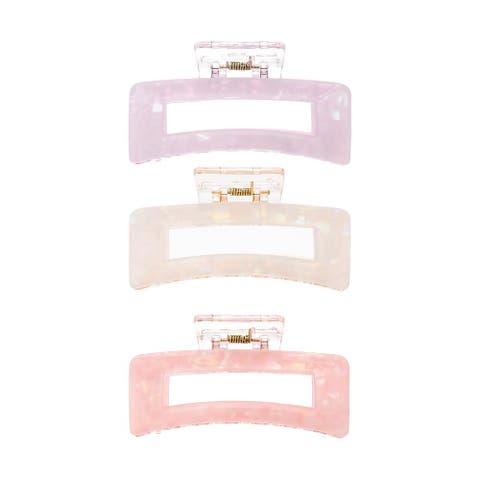 Colored Transparent Rectangle Cutout Claw Clip Combo Set