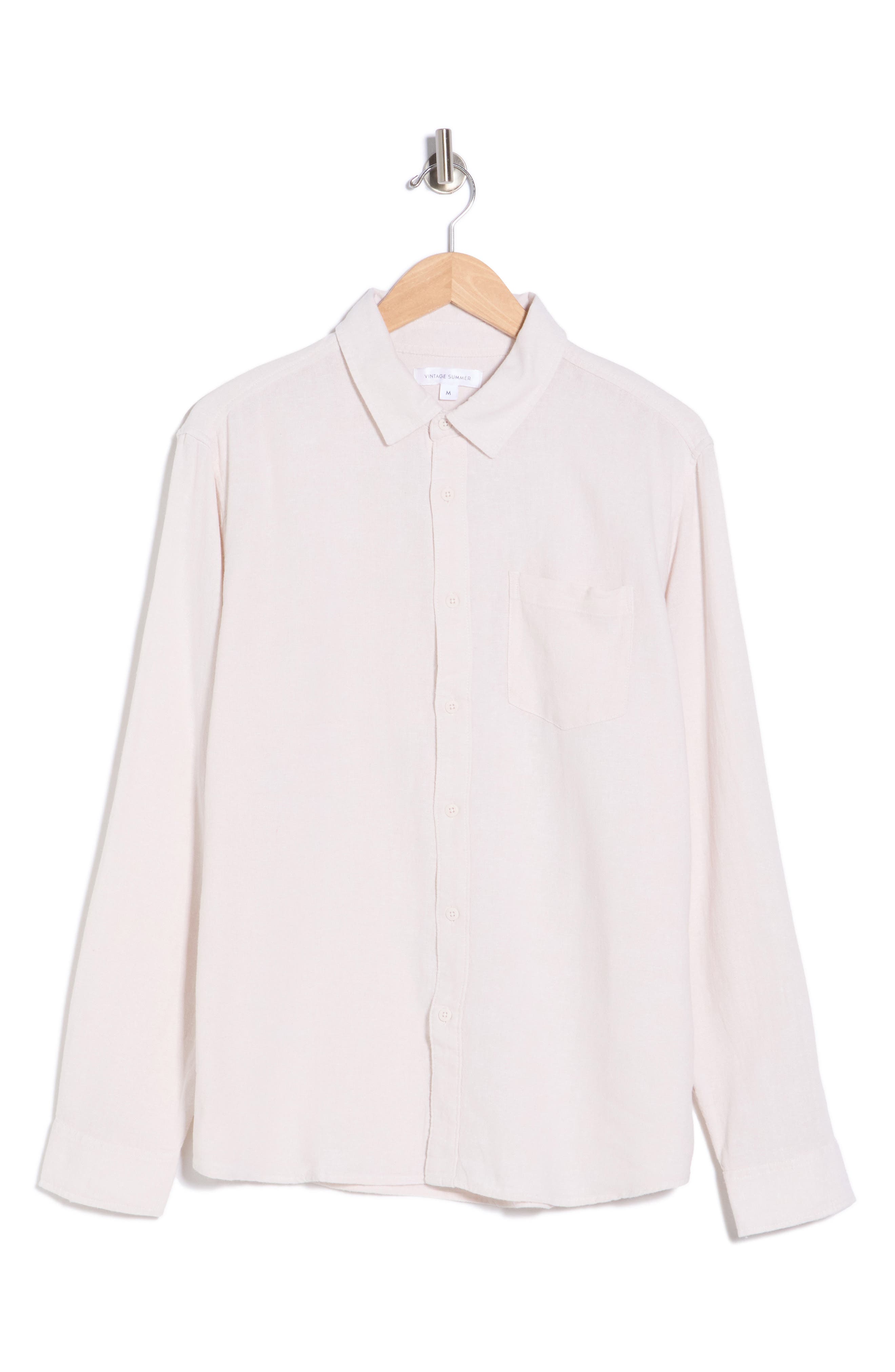 Vintage Summer Linen Blend Button-Down Shirt