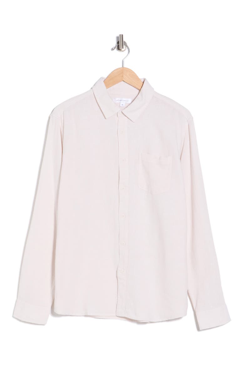 Linen Blend Button-Down Shirt, Alternate, color, SAND
