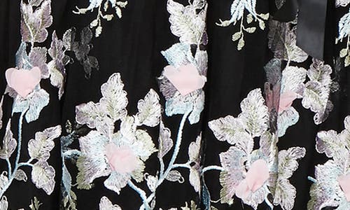 Alex Evenings Embroidered Floral Cocktail Midi Dress In Black Multi