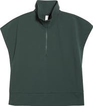 Zella Tempo Terry Half Zip Short Sleeve Sweatshirt
