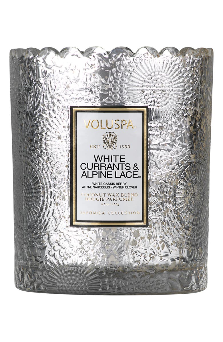 Voluspa Japonica Scalloped Edge Embossed Glass Candle, Main, color,