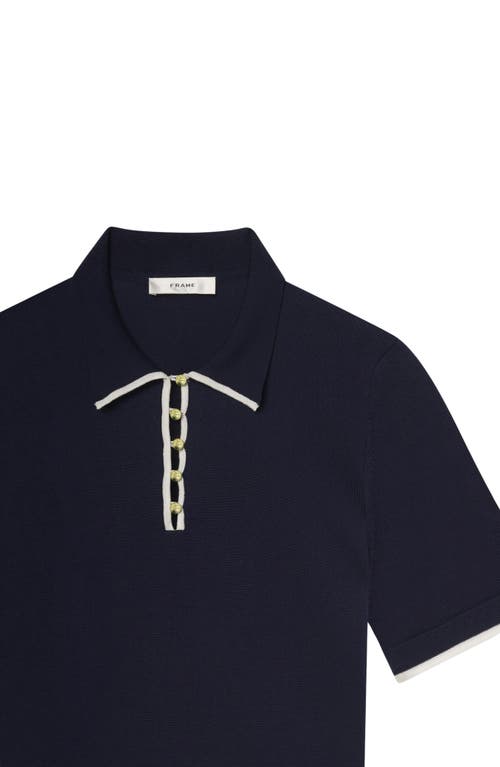 Frame Womens The Sport Short-sleeves Cotton-knit Polo Shirt Navy Multi In Black
