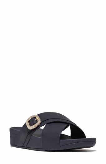 FitFlop Lulu Crystal Buckle Platform Slide Sandal