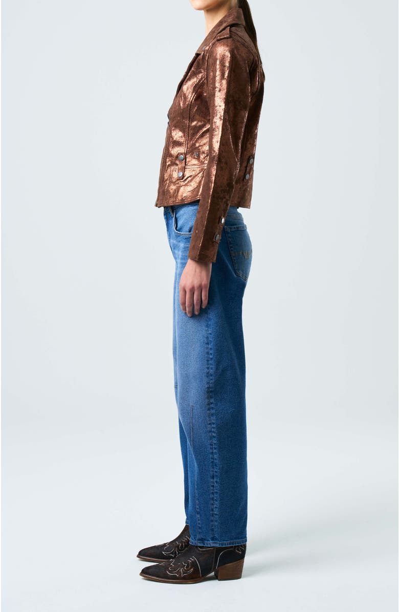 Velez Leather Biker Jacket for Women, Alternate, color, Brown