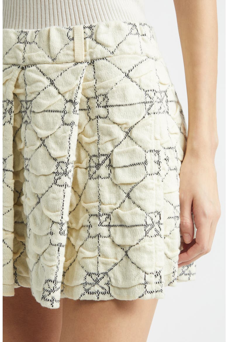 June Pleated Jacquard Organic Cotton Miniskirt, Alternate, color, IVORY
