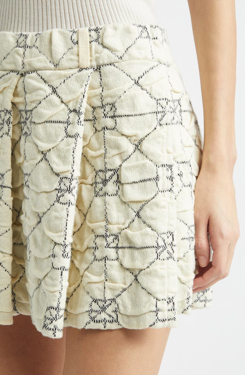 YanYan June Pleated Jacquard Organic Cotton Miniskirt, Alternate, color, Ivory