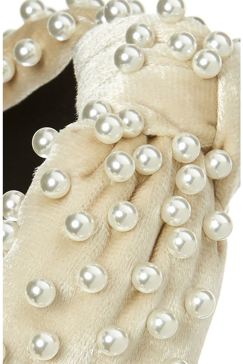 Imitation Pearl Embellished Velvet Headband, Alternate, color, IVORY