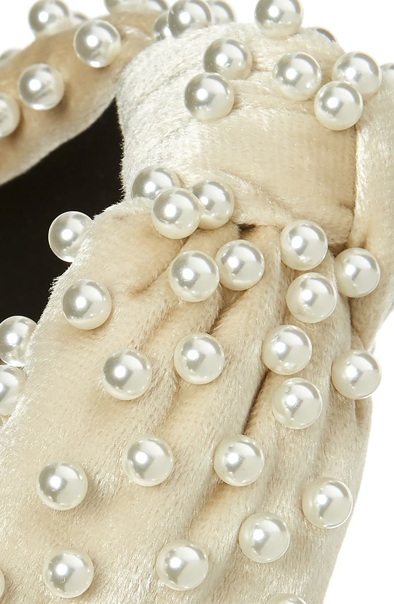 Lele Sadoughi Imitation Pearl Embellished Velvet Headband, Alternate, color,