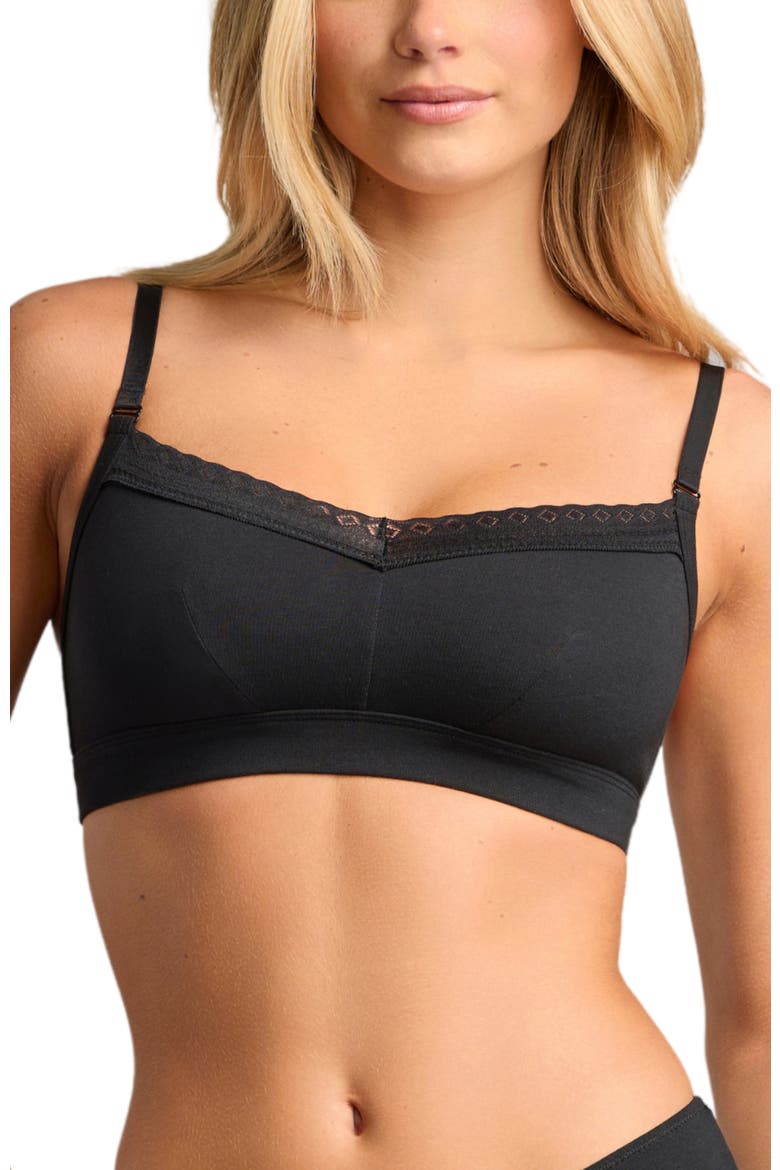 Organic Cotton Lace Balconette Bra, Main, color, Black