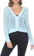 RAIN AND ROSE Pointelle Open Stitch Cardigan