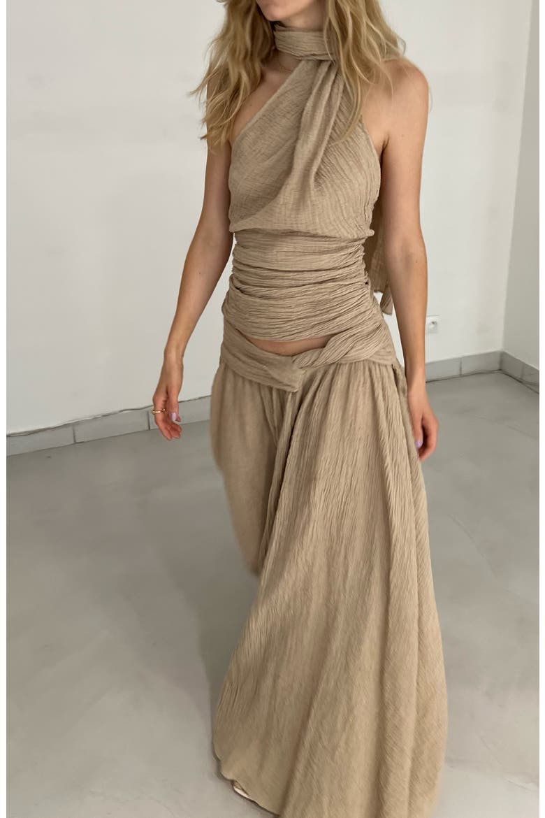 Sahara Asymmetric Maxi Skirt, Alternate, color, Sand