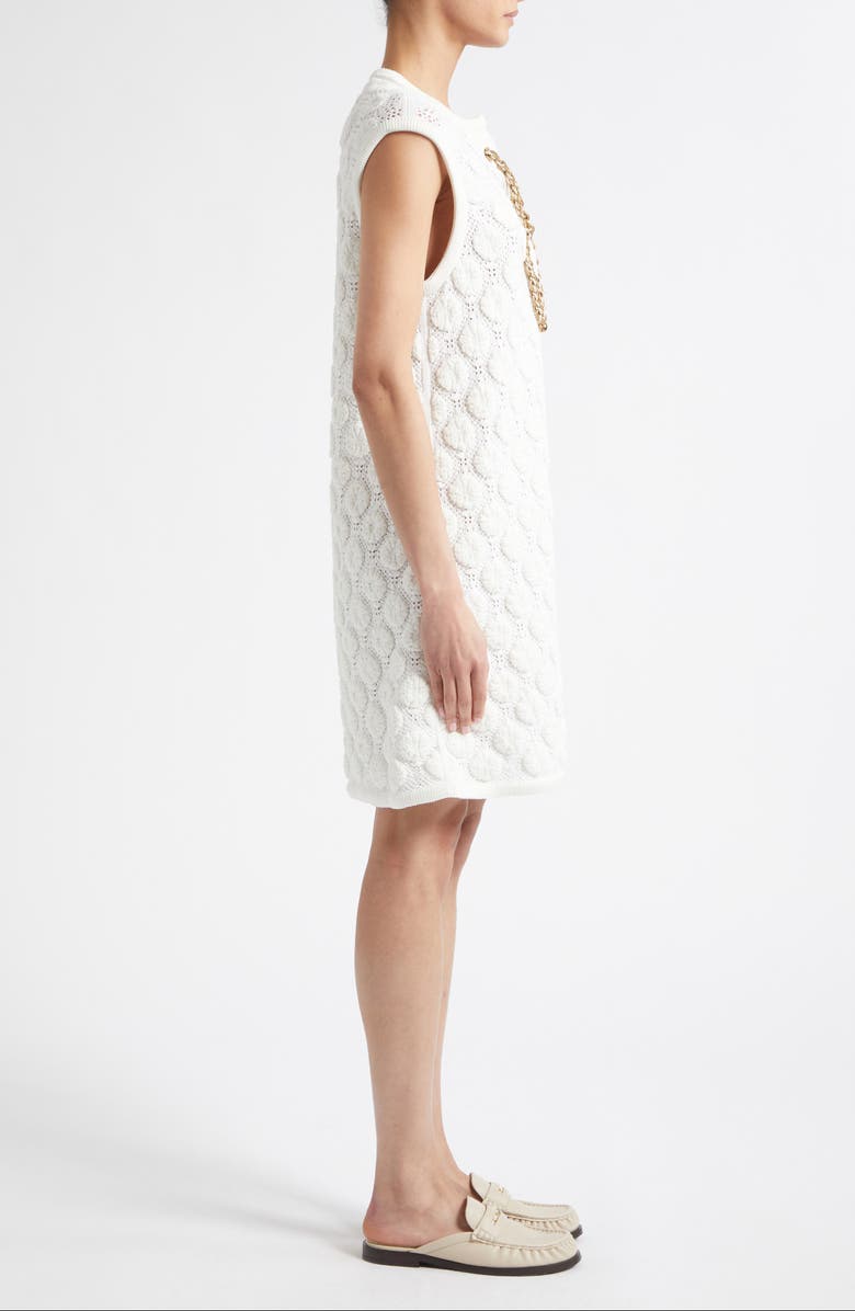 Burberry Brittany Crochet Stitch Sleeveless Mini Sweater Dress, Alternate, color, White
