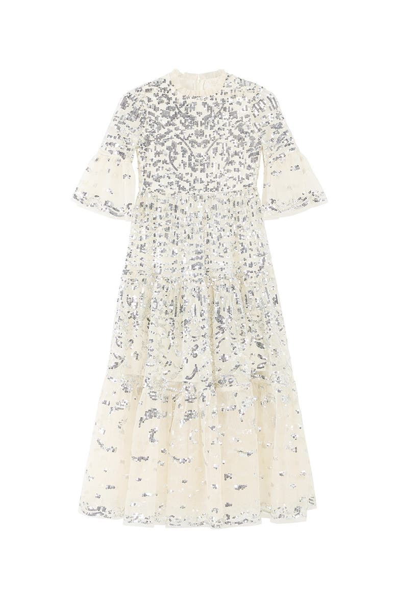 Tabitha Sequin Maxi Dress, Main, color, Creme