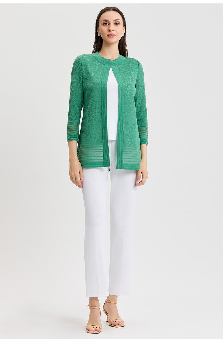 Ming Wang Heritage Burnout Medallion Knit Jacket, Alternate, color, Kelly Green