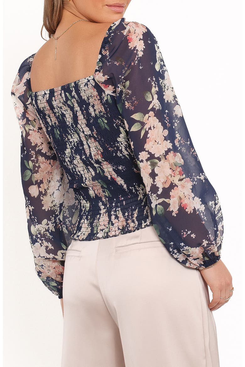 Maia Floral Ruched Top, Alternate, color, NAVY FLORAL