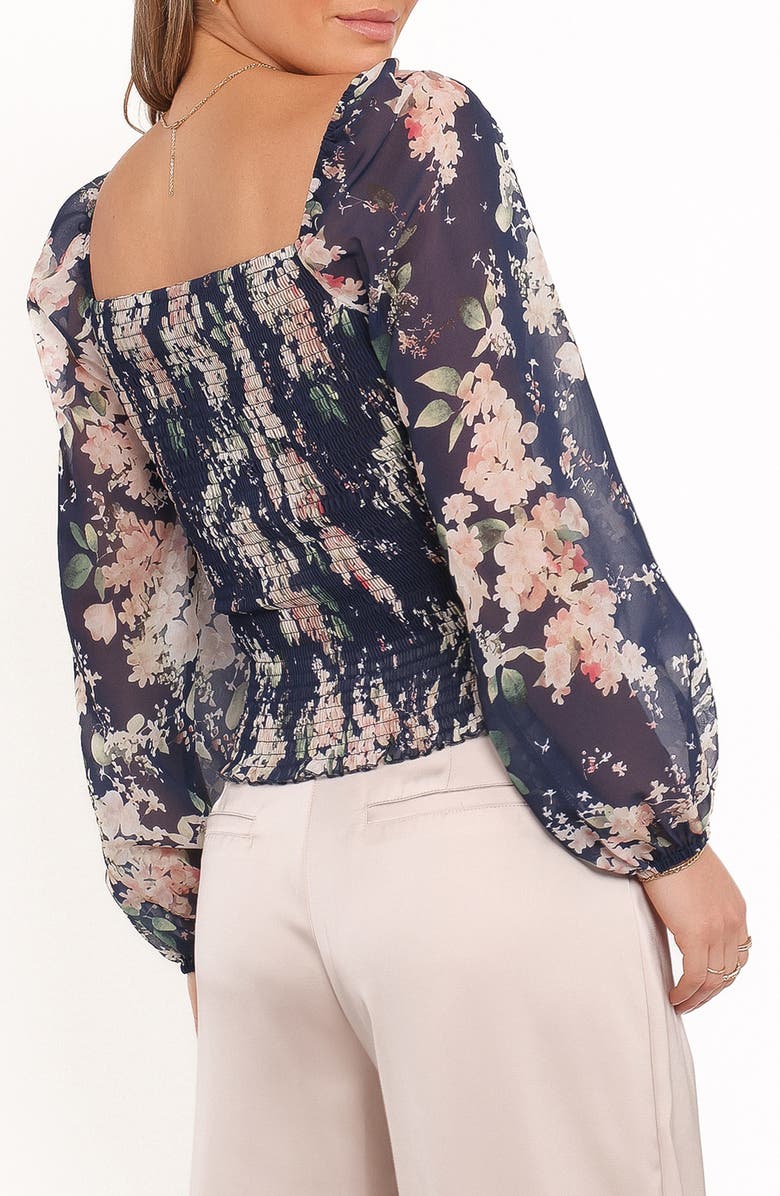 Petal & Pup Maia Floral Ruched Top, Alternate, color, Navy Floral
