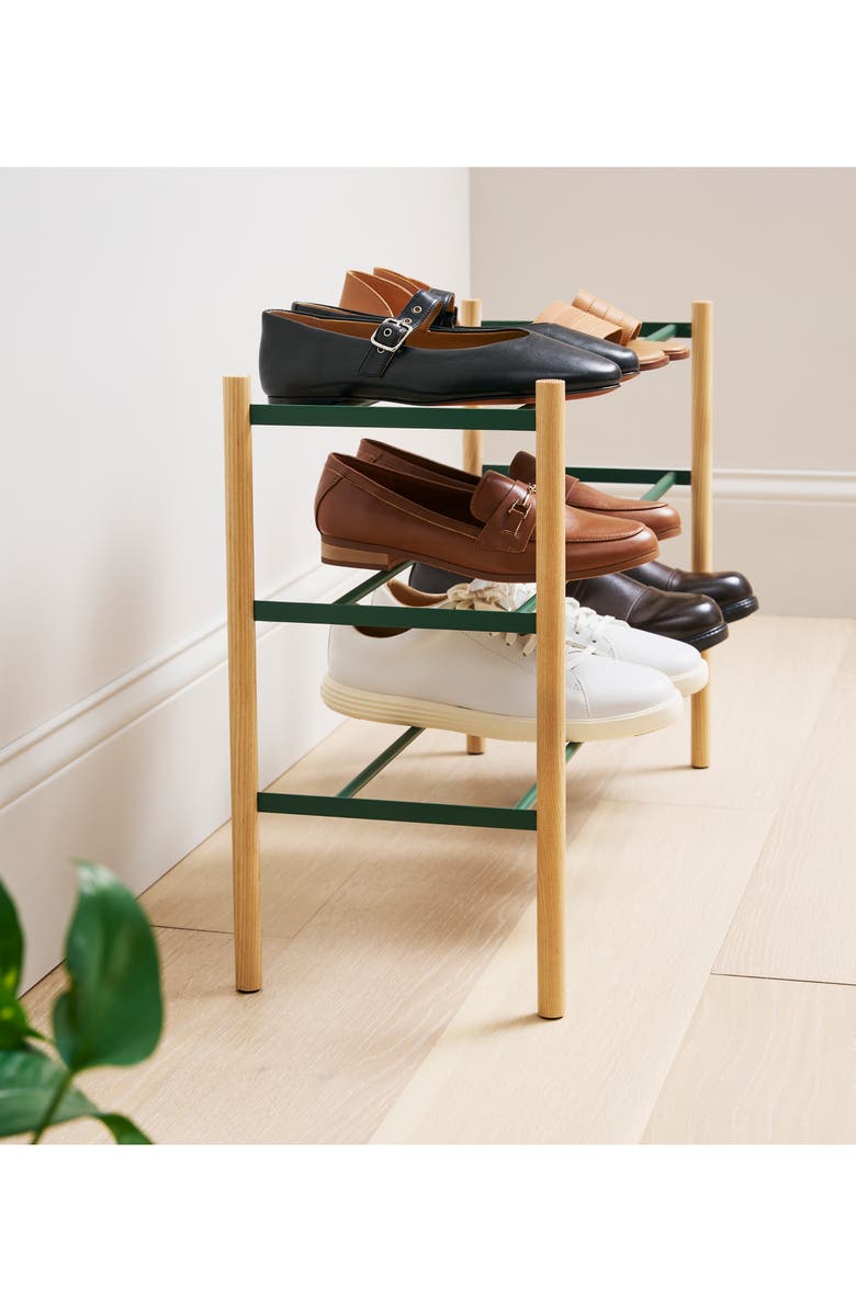 Yamazaki Expandable Three-Tier Shoe Rack, Alternate, color, Forest Green