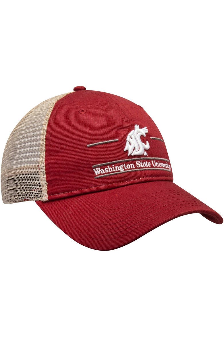 Men's The Game Crimson Washington State Cougars Split Bar Trucker Adjustable Hat, Alternate, color, Crimson