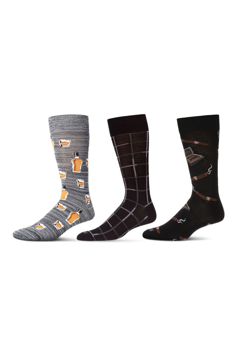 Hobby Assorted 3-Pack Crew Socks, Main, color, GRAY-BLACK