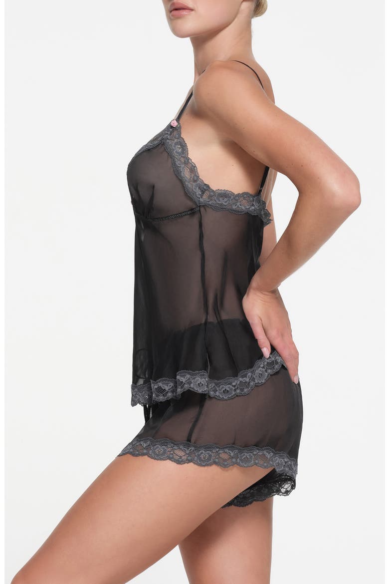 Lace Triangle Silk Camisole, Alternate, color, ONYX MULTI