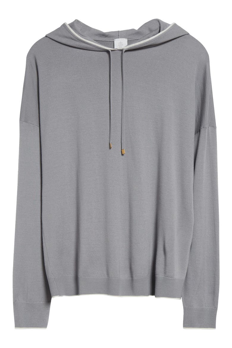 Merino Wool Hoodie, Alternate, color, DUST AND WHITE