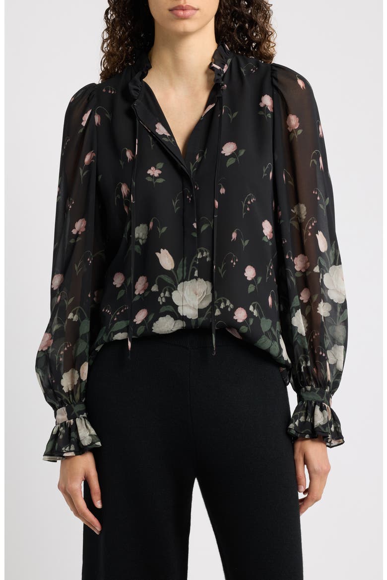 Jack Ruffled Floral Top, Main, color, BLACK MULTI